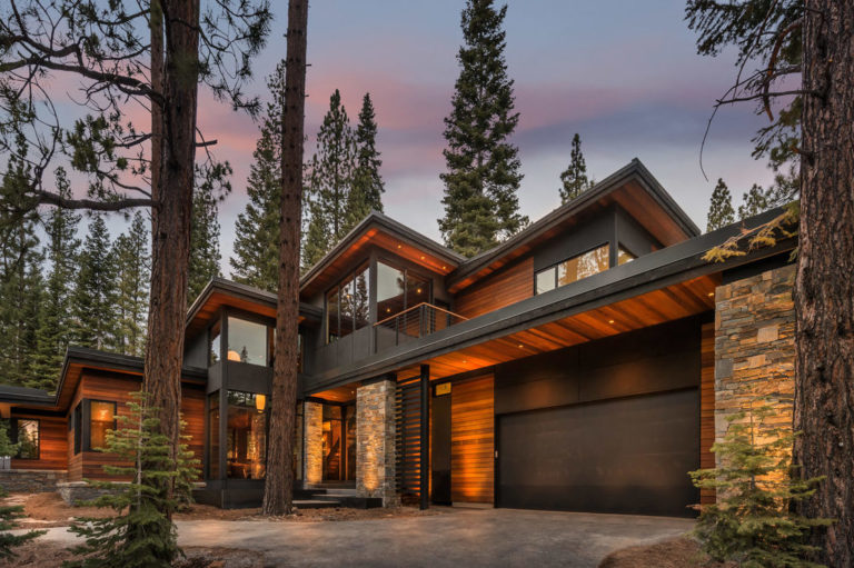 angle view of modern wood home